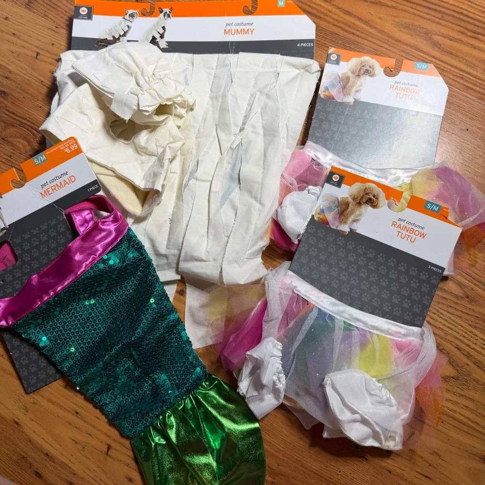 Hyde & EEK Pet Costume Lot Mummy Mermaid Cheerleader Burger S/M M New Tag